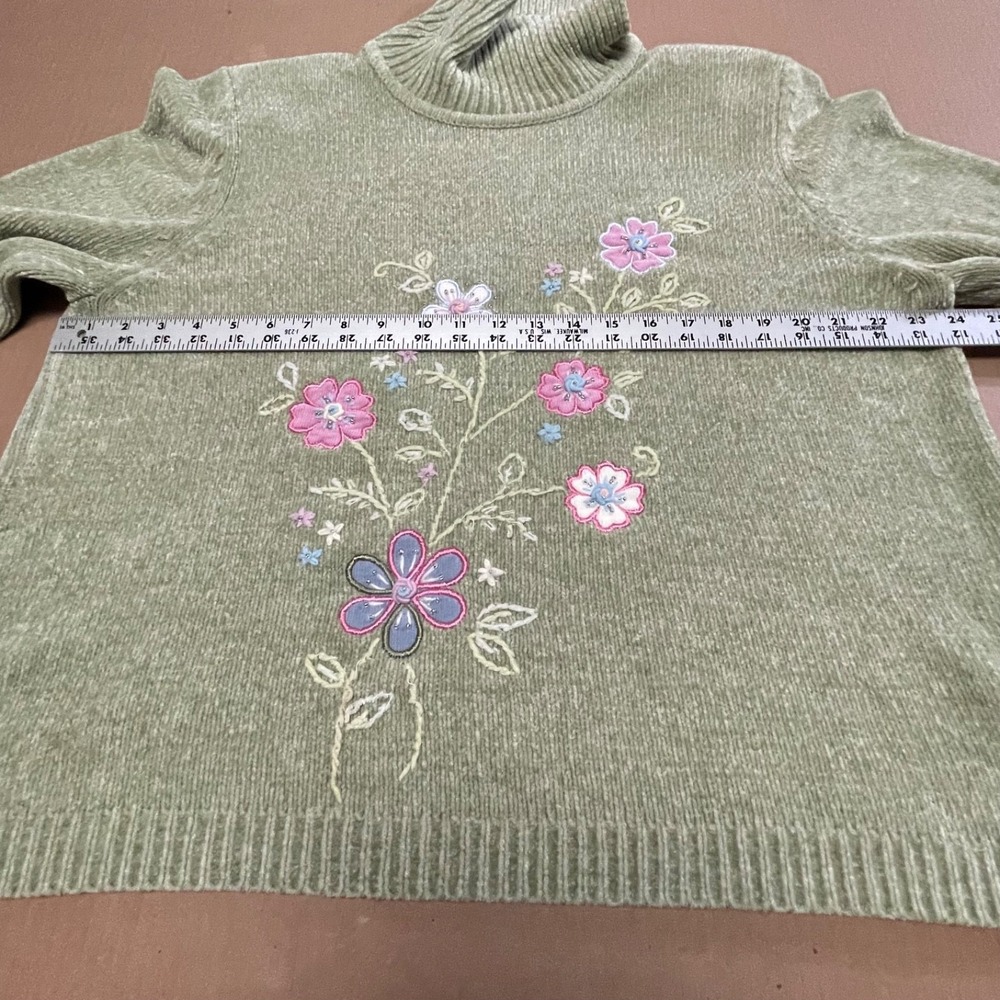 Alfred Dunner Women's XLarge Beaded Embroidered Floral Chenille Collared Sweater - Picture 7 of 14